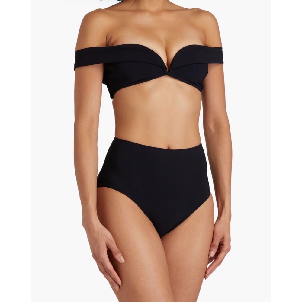 NWT Zimmermann Lexi Off Shoulder Sweetheart Neckline High-Waist Black Bikini Set - Picture 6 of 16